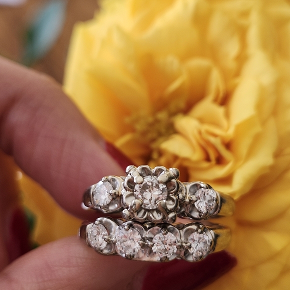 Vintage 14K Diamond Wedding Set - Picture 9 of 16